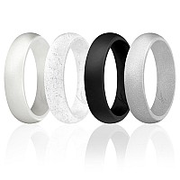 ROQ Silicone Wedding Ring Set for Women - Size 8, Metallic