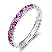 Tigrade 3Mm Women Titanium Engagement Ring Cubic Zirconia Eternity Wedding Band Size 3 To 135 Purple Pink 7