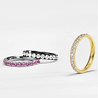 Tigrade 3Mm Women Titanium Engagement Ring Cubic Zirconia Eternity Wedding Band Size 3 To 135 Purple Pink 5