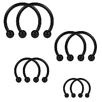 Scerring 8Pcs 16G Stainless Steel Nose Septum Horseshoe Earring Eyebrow Septum Lip Helix Tragus Cartilage Piercing Ring 6Mm8Mm