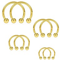 Scerring 8Pcs 16G Stainless Steel Nose Septum Horseshoe Earring Eyebrow Septum Lip Helix Tragus Cartilage Piercing Ring 6Mm8Mm