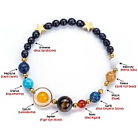 Fesciory Women Solar System Bracelet Universe Galaxy The Eight Planets Guardian Star Natural Stone Beads Bracelet Bangle For Men