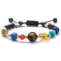 Fesciory Women Men Solar System Bracelet Universe Galaxy The Eight Planets Guardian Star Natural Stone Beads Bracelet Bangleblu