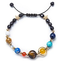 Fesciory Women Men Solar System Bracelet Universe Galaxy The Eight Planets Guardian Star Natural Stone Beads Bracelet Bangleblu