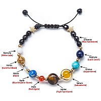 Fesciory Women Men Solar System Bracelet Universe Galaxy The Eight Planets Guardian Star Natural Stone Beads Bracelet Bangleblu