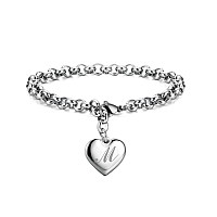 Initial Charm Bracelets For Women Stainless Steel Bracelet Letter M Heart Bracelet For Girls Jewelry Gifts For Women Girls