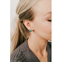 Sweetv Cubic Zirconia Stud Earrings 8Mm Round Cut Rhinestone Hypoallergenic Earrings For Women Girls Cyan