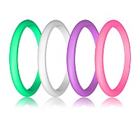 Luniqi Silicone Wedding Ring For Women Thin And Stackable Durable Rubber Safe Band For Love Couple Souvenir And Outdoor Activ