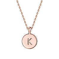 Pavoi 14K Rose Gold Plated Letter Necklace For Women Gold Initial Necklace For Girls Letter K