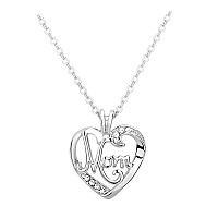 Shiqiao Spl Mom Christmas Gifts Necklace Mother Heart Pendant Necklace Mothers Day Necklace For Women From Daughter Son White