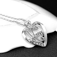 Shiqiao Spl Mom Christmas Gifts Necklace Mother Heart Pendant Necklace Mothers Day Necklace For Women From Daughter Son White