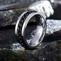 King Will 8Mm Black Spinner Ring Stainless Steel Fidget Ring Anxiety Ring For Men