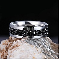 King Will 8Mm Black Spinner Ring Stainless Steel Fidget Ring Anxiety Ring For Men