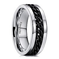 King Will 8Mm Black Spinner Ring Stainless Steel Fidget Ring Anxiety Ring For Men