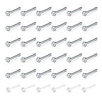 Zolure 2032Pcs Nose Pin Bone Stud Rings Crystal Stainless Steel Piercing Jewellery 20 Gauge Silver