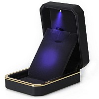 Aveson Luxury Pendant Box Velvet Jewelry Box Storage Case Organizer Holder With Led Light Black