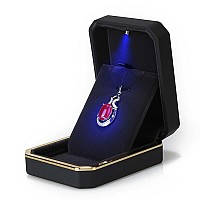 Aveson Luxury Pendant Box Velvet Jewelry Box Storage Case Organizer Holder With Led Light Black