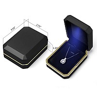 Aveson Luxury Pendant Box Velvet Jewelry Box Storage Case Organizer Holder With Led Light Black