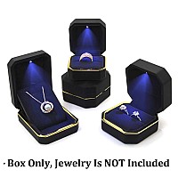 Aveson Luxury Pendant Box Velvet Jewelry Box Storage Case Organizer Holder With Led Light Black