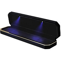 Aveson Luxury Necklace Box Velvet Jewelry Box Storage Case Organizer Holder With Led Light Black