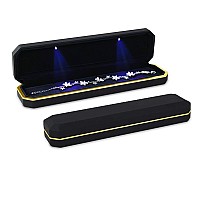 Aveson Luxury Necklace Box Velvet Jewelry Box Storage Case Organizer Holder With Led Light Black