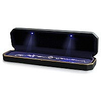 Aveson Luxury Necklace Box Velvet Jewelry Box Storage Case Organizer Holder With Led Light Black