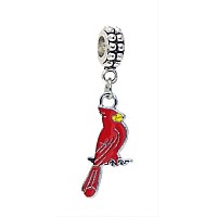 Dangle Red Cardinal Bird Charm Bead For Bracelets