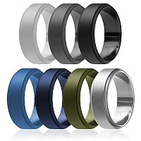 ROQ Men's Silicone Wedding Ring Set, 8mm, Size 13, Multi