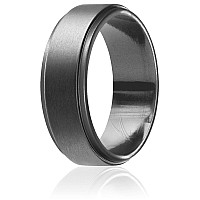 ROQ Men's Dark Silver Silicone Wedding Ring, Size 9, 8mm