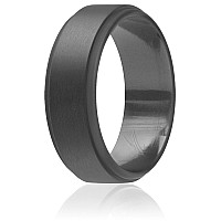 ROQ Grey Silicone Wedding Ring for Men, Size 9, 8mm Wide