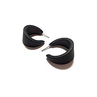 Black Matte Lucite Small Marilyn Hoop Earrings 1 Inch Marsbk1