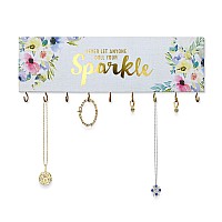 Sany Dayo Home Never Let Along Dull Your Sparkle Wall Mount Necklace Holder Organizer With 9 Jewelry Hooks For Ring Hair Bow H