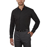 Van Heusen Mens Tall Fit Poplin Big And Tall Dress Shirt Black 165 Neck 35 36 Sleeve Large Us