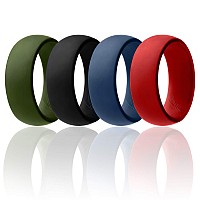 ROQ Men's Silicone Wedding Ring 8mm, 4 Pack, Size 7