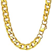 Prosteel Stainless Steel Necklace For Men Long Chunky Necklaces For Women Miami Gold Plated Chain