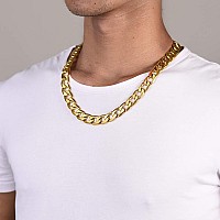 Prosteel Stainless Steel Necklace For Men Long Chunky Necklaces For Women Miami Gold Plated Chain