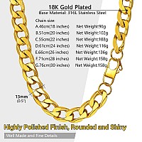 Prosteel Stainless Steel Necklace For Men Long Chunky Necklaces For Women Miami Gold Plated Chain