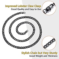 Prosteel Mens Chain Black Steel Necklace Chains For Boys Jewelry 26 Inch Cubin Gothic Punk Cuban Link Necklaces 4Mm Men Chain