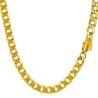 Prosteel Golden Chains For Men 6Mm 18 Inch Chain Real Miami Rocker Cuban Link Chain Yellow Gold Plated Necklace For Women