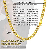 Prosteel Neck Chain Cadenas Oro Cool Gold Chains For Boys Chain For A Necklace 26Inch Long Sturdy Gold Necklaces For Women Men