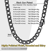 Prosteel Man Chain Jewelry For Men Chunky Necklaces Durable Stainless Steel Cuban Link 24 Inch 9Mm Thick Chain Necklace For Dad