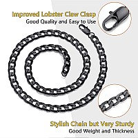 Rosteel Mens And Womens Chain Cool Necklaces 22Inch 9Mm Thick Chunky Cuban Link Chain Kpop Big Chains Black Steel Necklace Me