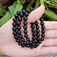 Adabele Real Natural Black Agate Gemstone Beaded Bracelet 7 Inch Stretch Chakras Healing Crystal Stone Jewelry Birthday Gift Gb8