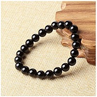 Adabele Real Natural Black Agate Gemstone Beaded Bracelet 7 Inch Stretch Chakras Healing Crystal Stone Jewelry Birthday Gift Gb8