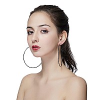 Hypoallergenic Extra Large Basketball Hoop Earrings For Women Men Big Thin Hoop Earrings Black 10