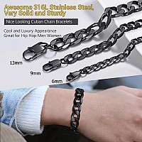 Prosteel Black Bracelets Men Women Jewelry Gift Statement Gothic Punk Stacking Layering Curb Chain Cuban Link Chunky Bracelet