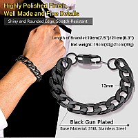 Prosteel Black Bracelets Men Women Jewelry Gift Statement Gothic Punk Stacking Layering Curb Chain Cuban Link Chunky Bracelet