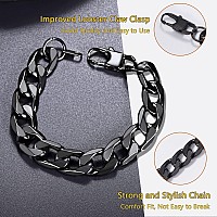 Prosteel Black Bracelets Men Women Jewelry Gift Statement Gothic Punk Stacking Layering Curb Chain Cuban Link Chunky Bracelet