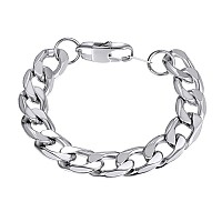 Prosteel Curb Cuban Link Chain Bracelet Stainless Steel Stacking Layering Massive Classic Curb Chain Cuban Link Bracelet Men Wom