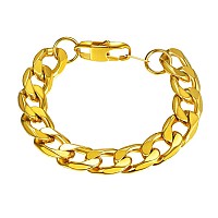 Gold Bracelet Men Women Hip Hop Jewelry Gift Large Big Chain 18K Palted Stainless Steel Stacking Layering Curb Chain Cuban Link